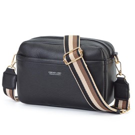 KOYIGOUS Womens Black Leather Crossbody Handbags and Purses Medium Size, Cell Phone Purse Shoulder Bag for Women with Removable Adjustable Shoulder Strap