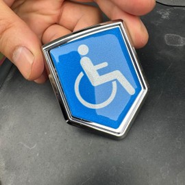Handicapped Decal Car Chrome Emblem Shield Shape Sticker Badge Sign Crest Bike Auto