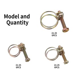 25 Pcs Double Wire Hose Clips, Adjustable Double Wire Hose Clamps, Carbon Steel Hose Clips, Double Wire Pond Hose Clips Hoops, Universal Plumbing Pipe Tube Fastener, 13-16mm 16-10mm 21-25mm