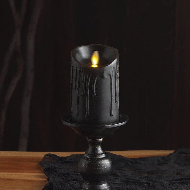 Luminara Wax Drip Flameless LED Candle, Black 3" x 4.5",