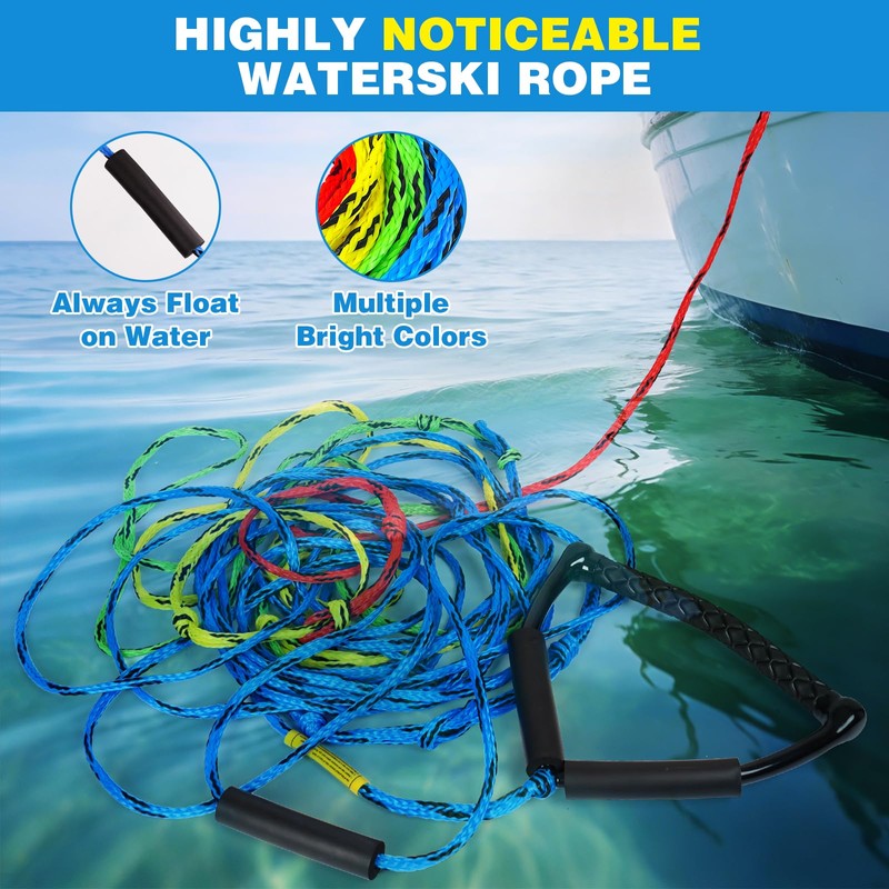 75FT Radius Handle Ski Ropes for Water Skiing, Floating Wakeboard