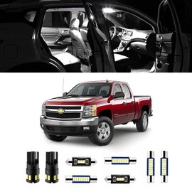 Super Bright LED Interior Lights, 6000k White Bulb Kit for Chevy Silverado 2007 2008 2009 2010 2011 2012 2013 All Models Light Accessories + Install Tool (12 pcs)