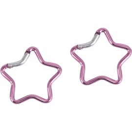 Carabiner Clip, Star Shaped Climbing Buckle, Keyring Hook for Camping Fishing Hiking Traveling Key Chain Clip Accessories (2Pcs Pink)