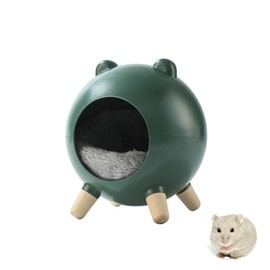 TUTU&LELE Hamster Hideout, Tiny House Hideout and Habitat, Space Elf Hiding Nest, Durable Hamster Bed with Round Thick Plush Pads, for Mice, Gerbils,Hamsters to Play, Sleep and Rest (Green)