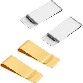 VOANZO 4 Pieces Stainless Steel Money Clips Ticket Holder Metal Credit Card Holder Slim Money Clips Gold & Silver