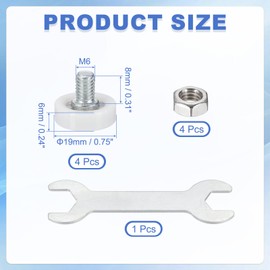 sourcing map 19 mm Drawer Rollers Wheel Cabinet Positioning Sliding with Screw Wrench for File Document Drawers DIY Replacement Parts White, 4 Pcs