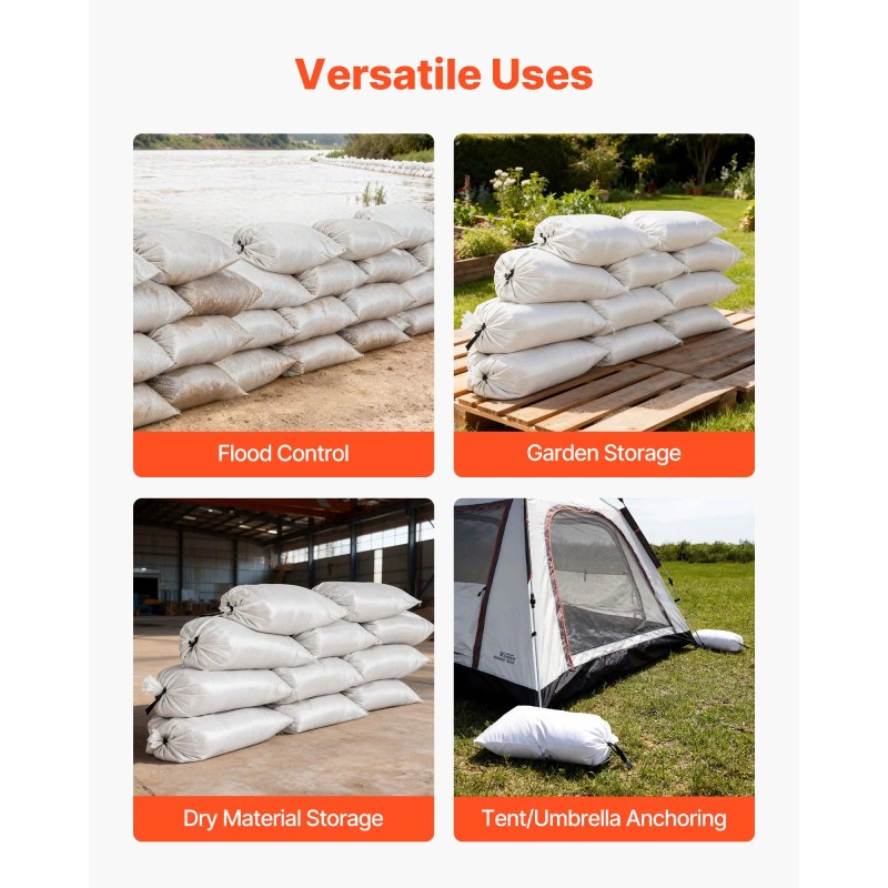 100 Packs Heavy Duty 16 X 26 Woven Polypropylene Sandbags