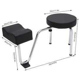 ZAWAYINE Salon Pedicure Stool with Footrest Pedicure Foot Rest Stool Chair Height Adjustable Leg Rest Pad Foot Rest Stand Manicure Nail Station for Spa Beauty Salon Studio Black