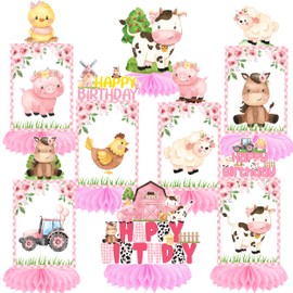 Farm Birthday Photo Honeycomb Centerpieces for Girls Pink Farm Animal Birthday Party Table Centerpieces Decorations for Farm Theme Birthday Party Baby Shower Barnyard Party Supplies