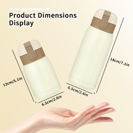 Boziee 200 ml / 360 ml Mini Thermos Flask Small Stainless Steel Thermos Flask Closure Lock Insulated Flask Mini Vacuum Water Bottles for Sports, Travel, School, Outdoor, BPA-Free (Beige 360 ml)