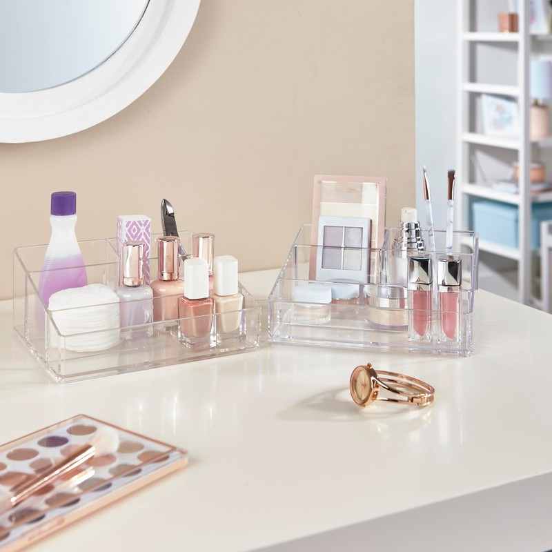 STORi Clear Plastic Small Countertop Vanity Makeup Organizer, Compact Rectangular