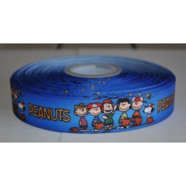 1 INCH PEANUTS GANG ON BLUE GROSGRAIN RIBBON- 1 YARD