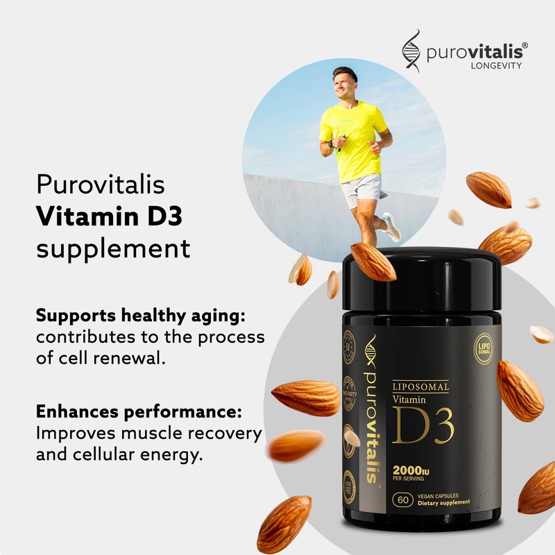 PUROVITALIS Liposomal Vitamin D3 2000iu, 60 Servings (60 Vegan Capsules),