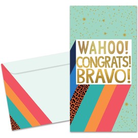Tree-Free Greetings - Graduation Money Holder Cards - Artful Designs - 2 Money Holder Cards + Matching Envelopes - Made in USA - 100% Recycled Paper - 3.7 x 7 - Bravo Congrats (ZT70266)