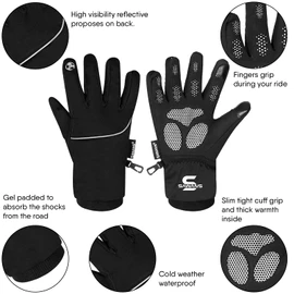 Waterproof & Windproof Thermal Winter Gloves Thinsulate TouchScreen Ski MTB Anti Slip Cycling Snowboarding Padded Palms Mountain Bike Mitts Men Women Driving Sports (XL, Black)