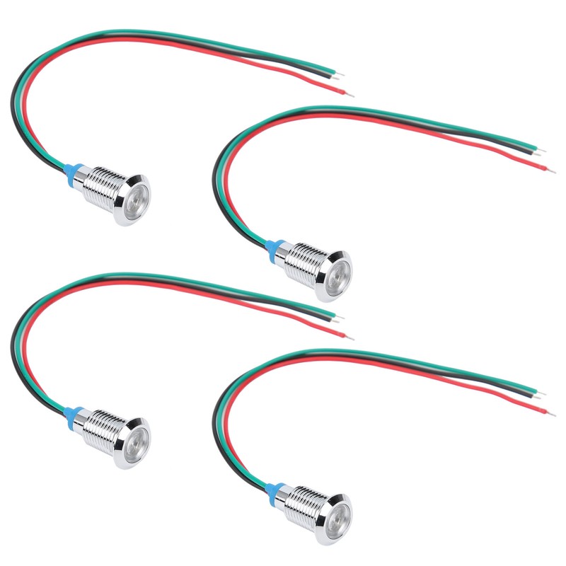 4 Sets PreWired Round LEDs Waterproof Dustproof 2-Color Common Cathode