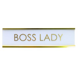Signs ByLITA Boss Lady White Gold Novelty Desk Sign