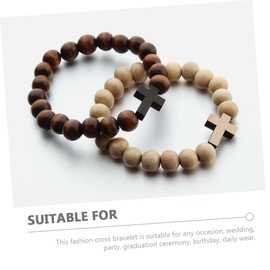Holibanna Bead Bracelet Accessories Bracelets Cross Bracelet Wooden Beads Trendy Bracelets Bracelet for Men Vintage Bracelet Fashion Wooden Beads Jewellery Man, Plastic, No gemstone