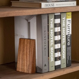 Moslyn Bookends Wooden Book Ends for Shelves for Heavy Books Creative Decorative Handmade Wood Book Accessories to Hold Books Firmly on Bookshelf