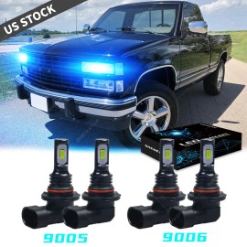 SHENKENUO 8000K For  C/K1500 K2500 K3500 1990-1998 4x LED Headlight Bulbs Hi/Low Beam