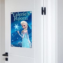 Princesses Door Name Banner | Nursery Kids Room Sign | 14x22in (Elsa)