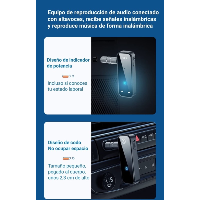 NIHO Adaptador Bluetooth 5.0 3,5 mm Jack Aux, Transmisor/Receptor Inalámbrico