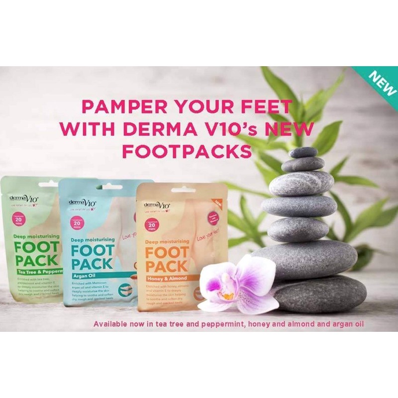 Derma V10 Foot Pack Mask (6 Pack) Deep Moisturising (Tea
