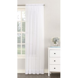 Single Plain Voile Net Curtain Sheer Panels Slot Top Heading (White, 140cm (55'') Wide x 122cm (48'') Drop) (HMPVP01)