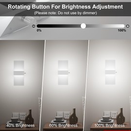 ChangM Modern Wall Sconces Set of Two, 12W Acrylic Led Wall Light, Equipped with a Rotary Switch to Adjust Brightness 10%-100%, Indoor Wall Mounted Lights Hardwired 6000K Cool White