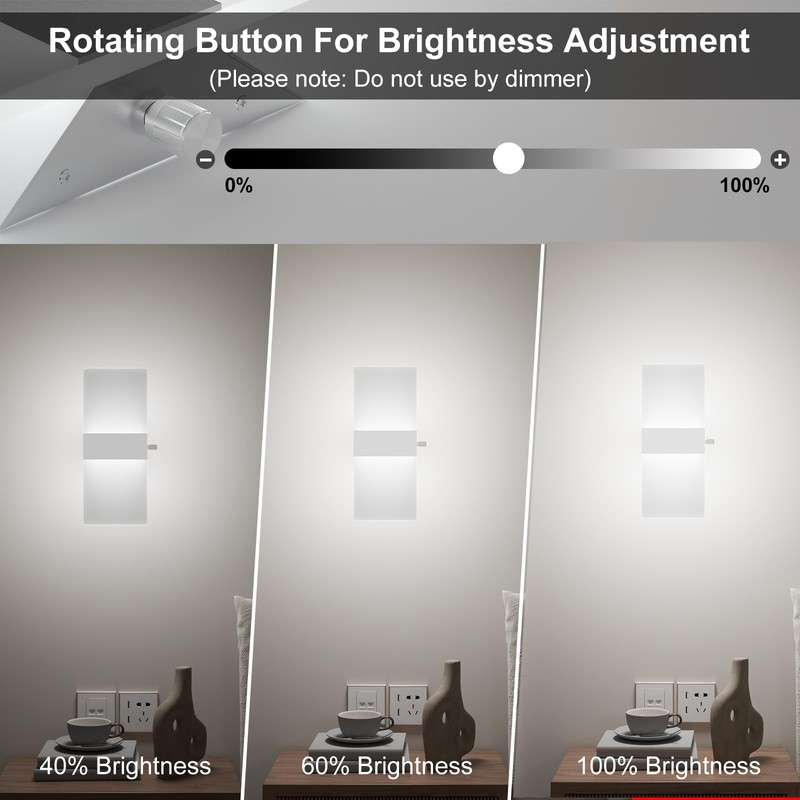 ChangM Modern Wall Sconces Set of Two, 12W Acrylic Led