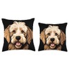 Cute Goldendoodle Face Cartoon Golden Doodle Dog Lover Throw Pillow