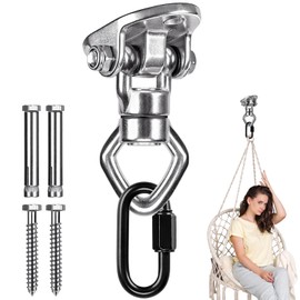 Swing Hanger Ceiling Mount with Double Bearing Hanging Chair Hanger 900 LB Capacity Stainless Steel Hammock Hardware 360° Swing Hook for Aerial Silks, Punching Bag, Hanging Chair, Gymnast Ring