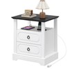 Farmhouse Nightstand with Charging Station, 21.3" End Table with 2