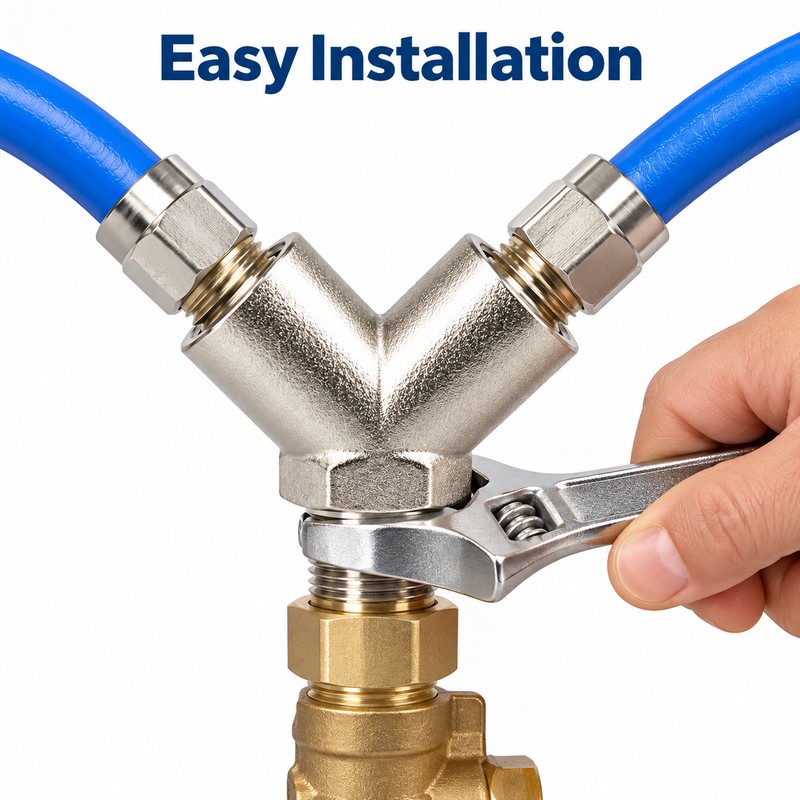 1/4in NPT Y-Shaped Pipe Splitter for Flow Distribution – Nickel-Plated
