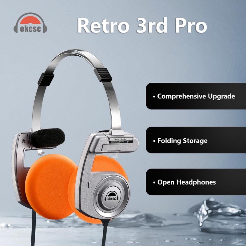 okcsc Retro 3 On-Ear Headsets, Retro Style/Collapsible Design/40mm Class/Adjustable Temporal