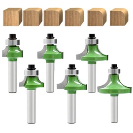 6 Pieces Rounding Cutter 8 mm Shank, Milling Cutter for Router 8 mm Shank, Radius Cutter Set with Ball Bearing, Milling Head for Router, Round Cutter for Carpentry, Chamfering, Woodworking Trimming