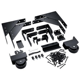 Sliding Gate Kit, Heavy Duty Sliding Gate Hardware for Deck Fence with Roll Wheel, Powder Coated Steel, Black