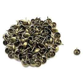 Antrader Upholstery Nails/Tacks 3/8", Decorative Furniture Push Pins, Antique Brass Finish, Pack of 100