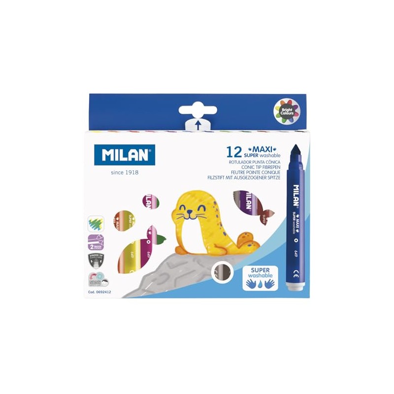 Milan 0692412 – Pack of 12 Super Washable Markers
