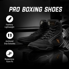 Hayabusa Pro Boxing Shoes for Men & Women - Black, 11.5