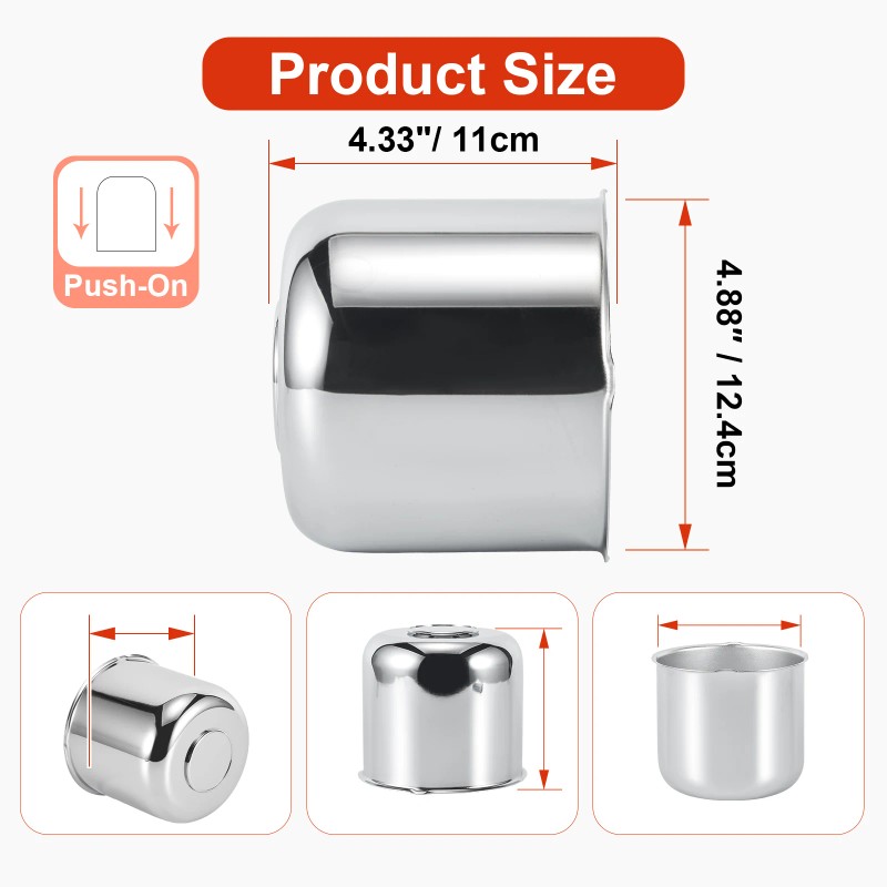 2PCS 4.88" Push Through Center Caps for Trailer Truck RV