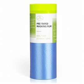 Tangibay Pre-Taped Masking Film for Painting - 44" x 66' Painters Plastic Sheeting with Automotive Paint Tape and Drape for Covering Cars, Walls, Windows and Furniture Protection (1 Roll)
