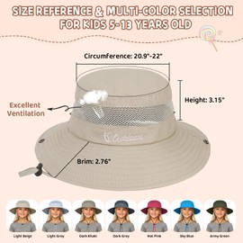 American Trends Kids Sun Hat: 1 Pack Dark Khaki Beach Hat UPF 50+ Wide Brim Safari Hat for Girls Fishing Hat Bucket Hat for Summer Outdoor