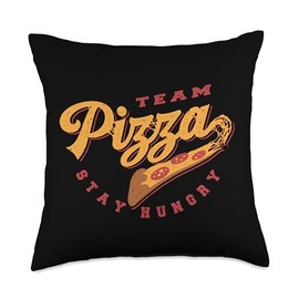 Team Pizza Stay Hungry Funny Sports Logo Foodie Pizza Lover Throw Pillow