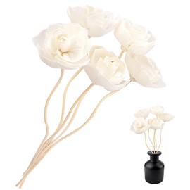 YOLUFER 5 Pcs Flower Scent Diffuser, Natural Flower Scent Placement Filled Scent Oil Diffuser Sticks with Cord for Home Bathroom, Office (Camellia-1)