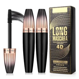 4D Silk Fiber Lash mascara, Waterproof Mascara Black Volume and Length, Natural Lengthening and Thick, Smudge-Proof,No Clumping, Instantly Create The 