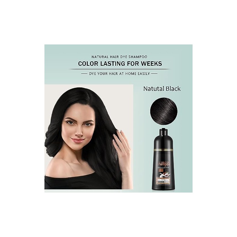 Fvquhvo Champú Instantáneo para Cabello Negro para Cabello Gris -