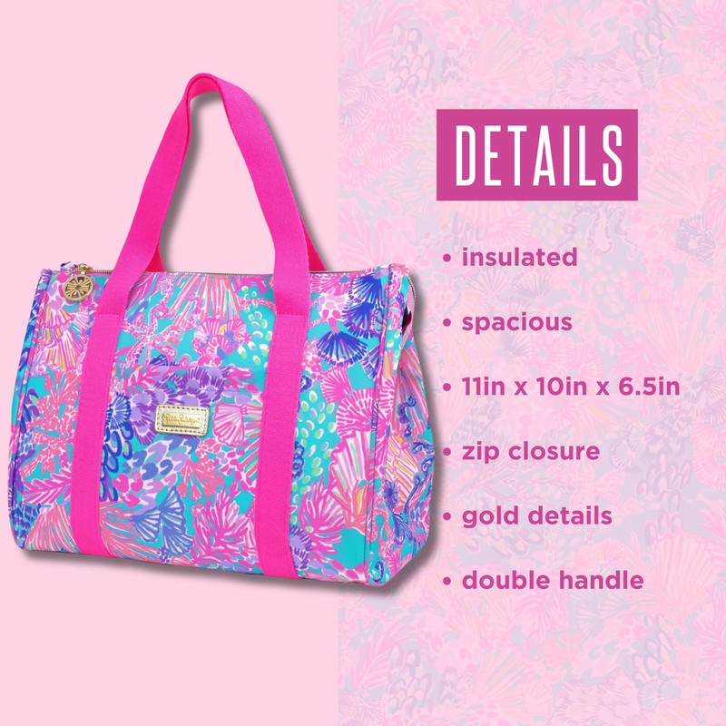 Lilly Pulitzer Cute Lunch Bag for Women, Large Capacity Insulated