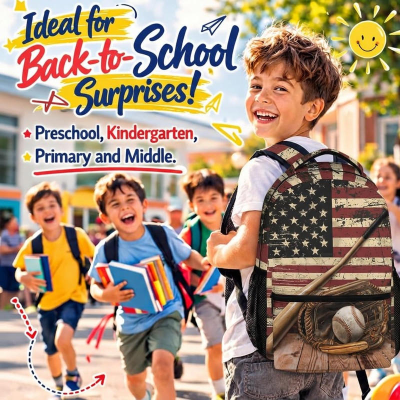PAKKITOP Boys Backpack Baseball Backpacks for Kids Teens Baseball Lovers,