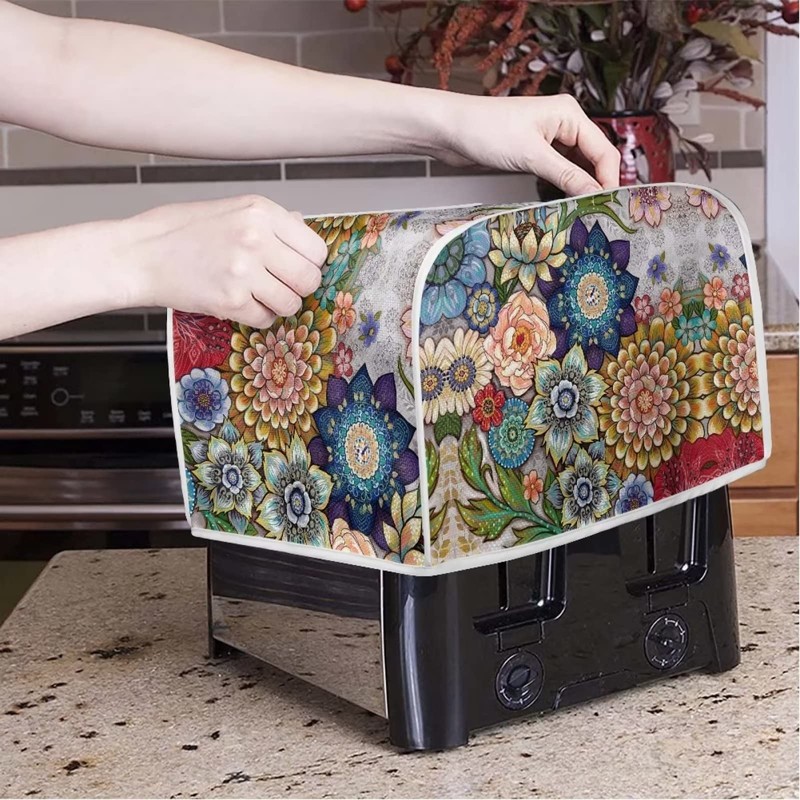 JEOCODY Bright Blossoms Toaster Covers 2 Slice Wide Slot Dustproof